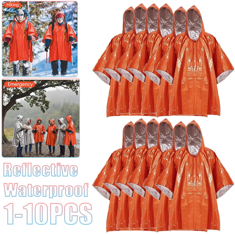 Survival Blanket Reflective - 1-10 Pezzi Poncho Termico Compatto di